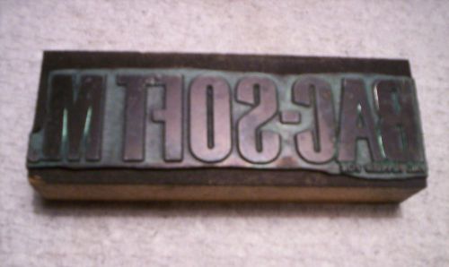 4 1/2&#034; x 1 11/16&#034; Vtg Metal on Wood Newspaper Printing Block Plate (BAC-SOFT M)