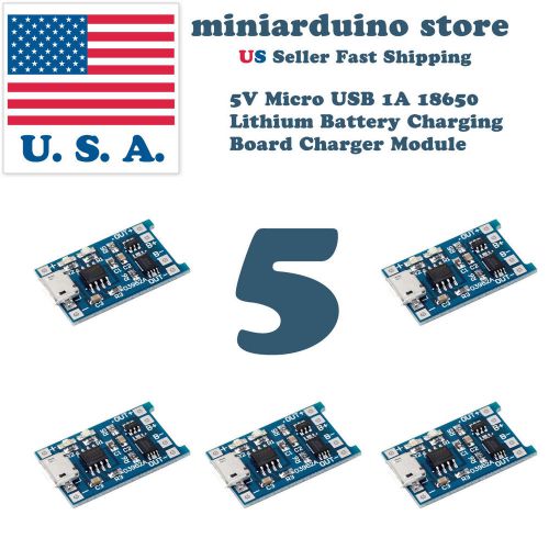 5pcs 5V Micro USB 1A 18650 Lithium Battery Charging Board Charger Module TP4056
