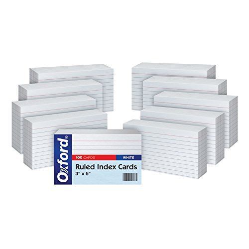 Oxford Ruled Index Cards 3&#034; X 5&#034; White 10 Packs Of 100 (31Ee) New