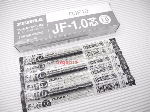 10 x Zebra Sarasa JF-1.0 RJF10 1.0mm Medium Gel Ink Rollerball Refill, Black