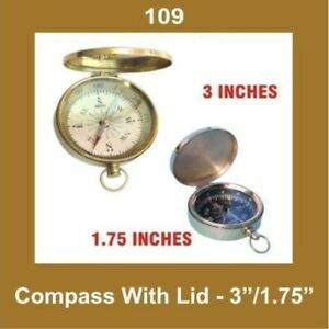 New Vintage 3 Inch Compass With Lid Brass Nautical Collectables @US