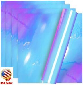 5-Pack 12&#034;x12&#034;Holographic Opal Chrome Vinyl Adhesive Sheets Crafts, Signs, etc.