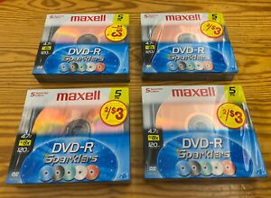 4x Maxell Sparklers DVD-R Blank Media 5 Pack Computer 4.7 GB