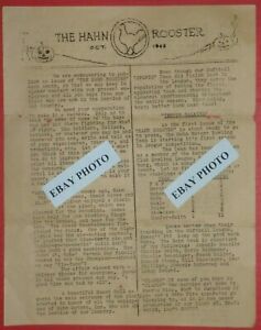 VINTAGE Hahn Motors Company &#034;ROOSTER&#034; paper Newsletter~October 1943~Hamburg, PA