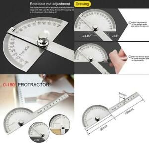 180 Degree Adjustable Protractor Multifunction Stainless Steel Roundhead Angle R