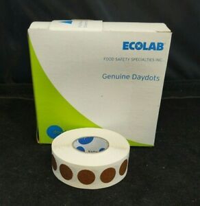 Ecolab Genuine Daydots 1000 1/2&#034; Cold Temp Solid Brown Labels 11005-04-00