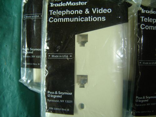 LOT of 5 Trademaster TPTE2-I RJ11 two Phone Jacks Single Ivory Plate NEW in Pack