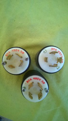 lot of 3 hubbel L16-30 male plugs 30a 480v