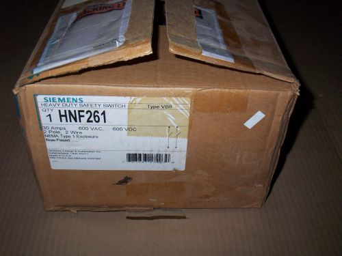 New Siemens HNF261 30 amp 600v 2p. Non Fusible Safety Switch Disconnect Shelf