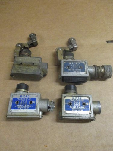 Lot of 4 MICRO SWITCH (2) BZE-2RN, BZE6-2RN28 and BZE-2RN28 LIMIT SWITCH