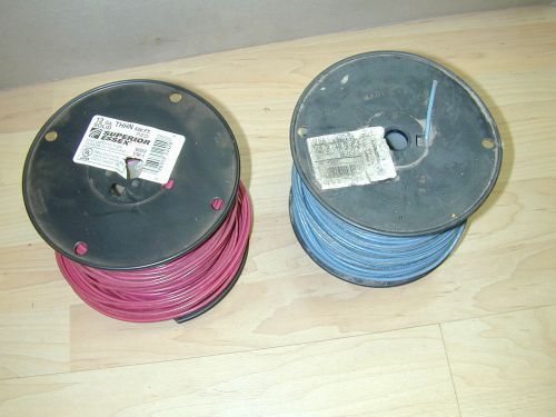 2 spools 1 red solid #12 ga copper wire thhn thwn  &amp; 1 blue stranded  22.8 lbs for sale