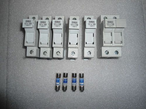Siba 600v 30a fuse holders 10x38  5106304 lot of 6 + 4 edison edcc5 fuses for sale