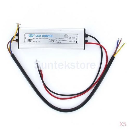 5Pcs 50W Waterproof Constant Current LED Driver AC85-265V for High Power Light