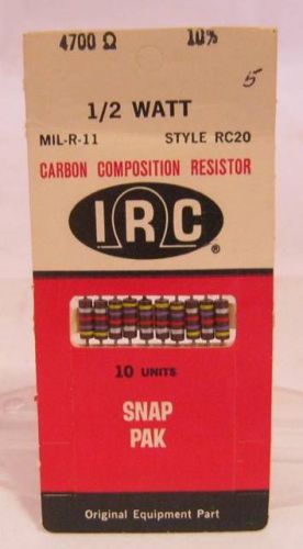 IRC Carbon Composition Resistor 1/2 Watt  4700 OHM MIL-R-11 NOS 10PK
