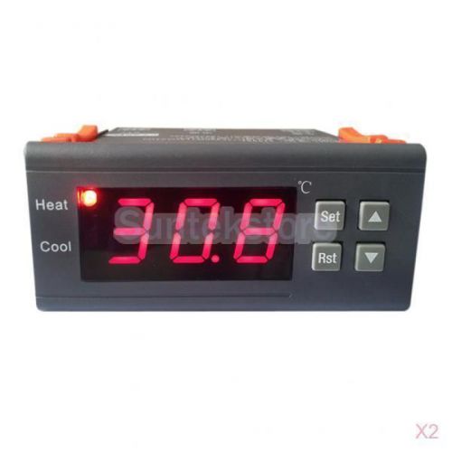 2x AC 220V Digital Temperature Controller Thermostat Temp Sensor Probe -40-120°C