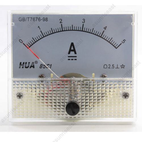 1xDC 5A Analog Panel AMP Current Meter Ammeter Gauge 85C1 White 0-5A DC