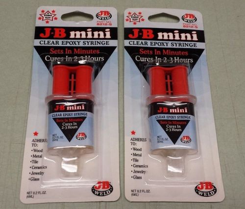 Lot of 2 j-b weld mini clear epoxy syringe one time use .2oz 8212-s *new* for sale
