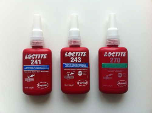 Loctite / threadlocker / henkel /3 bottles / 241, 243, 270 / 50ml/ new for sale