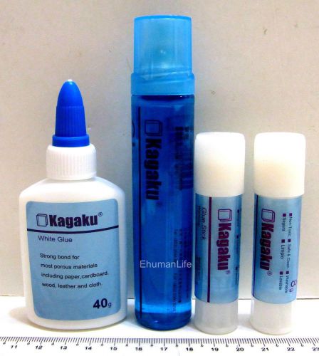 4pc set Kagaku White  Glue Stick Set 13-8cm for Paper Wood Leather Cloth i547
