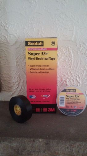 Scotch brand super 33+ black vinyl electrical Tape 3/4&#034; x 66&#039;  box of 10 rolls