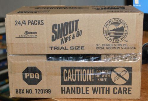 NEW CASE Shout 42248 24/4 packs trial size Wipe &amp; Go STAIN REMOVER 96 WIPES