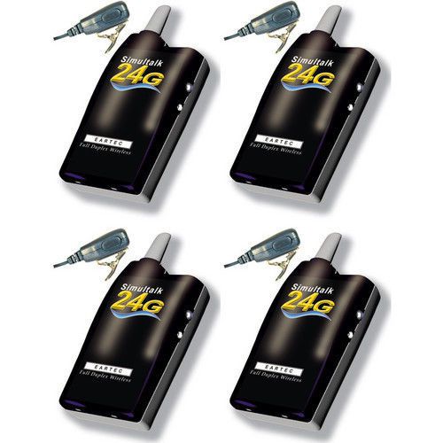 Simultalk eartec four simultalk 24g wireless radios with lapel mic kit slt24g4la for sale