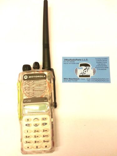 Motorola ht1250 vhf radio 136-174 mhz full keypad in clear housing with antenna for sale