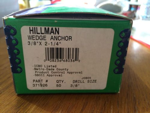 Hillman concrete wedge anchor, zinc 3/8&#034;-16 x 2 1/4&#034;  (qty: 50) for sale