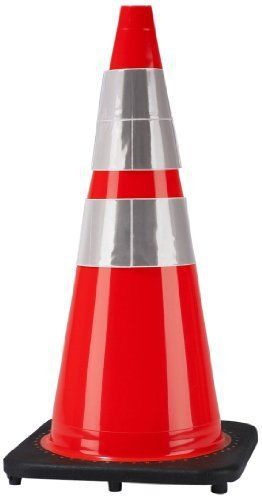 Cortina 03-500-10 Vinyl Traffic Cone with Black Base and 6&#034; Upper/4&#034; Lower Refle
