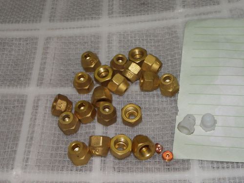 used .brass flare nuts for a/c refrigeration 1/4 in. 45 degree. lot of 10
