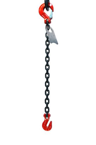 9/32&#034; 10 foot grade 80 ssg single leg lifting chain sling - sling and grab hooks for sale