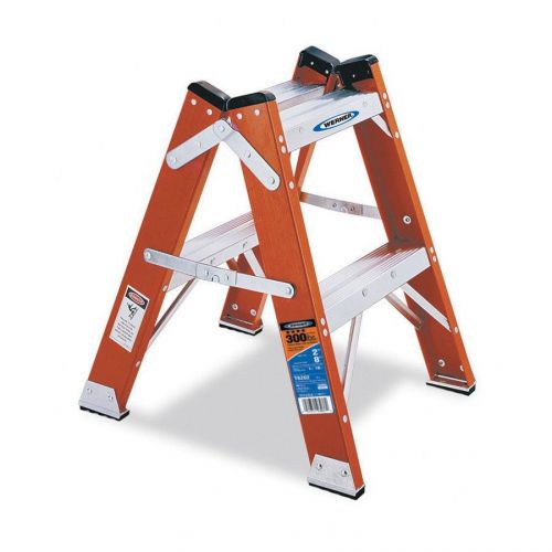 New! werner t6202 300-pound duty rating fiberglass twin step stool, 2-foot for sale