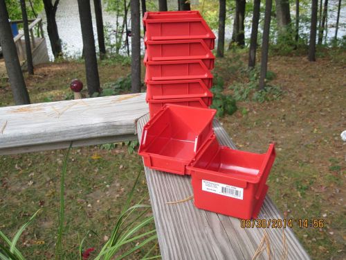 SMALL PARTS RED BIN STACK ON EACH OTHER, HANG ON WALL, OR SLIDE/SNAP TOGETHER