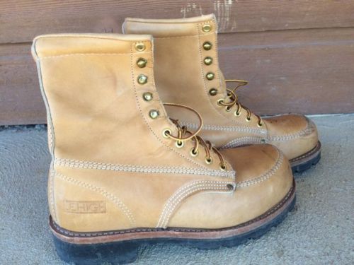 Tan, uninsulated Safety Boot, ANSI approved with heavy lug sole, size 7 1/2 D
