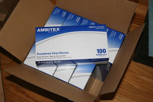 AMBITEX VSM5101 Disposable Gloves Vinyl Small Powdered  1 CASE - Safe for Food