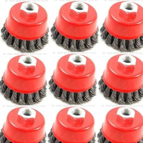 10pc 4&#034; twisted wire cup brush 5/8&#034;-11nc thread free ship metal grinding polish for sale