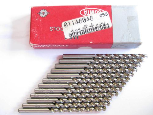 New #4 fast spiral wire gage jobber length drill bit no 4 gauge .2090 for sale