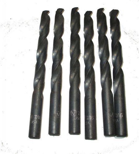 6 New Morse #1330 HSS 7/16&#034; Drill Bit - 5 1/2&#034; Long  - Made in USA