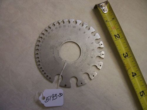 Wire Gage, General Hardware Mfg. Co.#20 Wire Gauge for Non-Ferrous Metals, USA