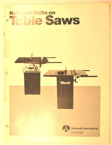 Rockwell nuts &amp; bolts on table saws - 10&#034; contractor &amp; 10&#034; homecraft saws #rr113 for sale
