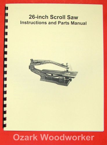 Jet/asian jss-26 26&#034; scroll saw operator&#039;s &amp; parts manual 0394 for sale