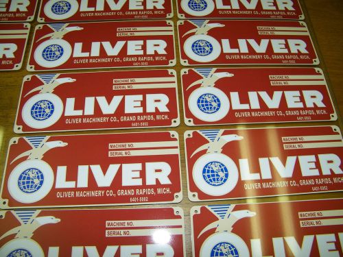 oliver machinery red label reproduction metal badge