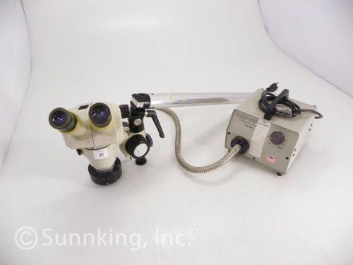 Nikon boom stereo microscope head w/ techni-quip t-q/foi-1 ring light source for sale
