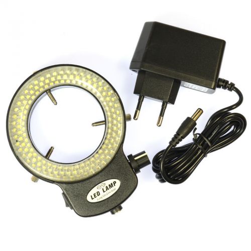 144 led bulb microscope ring light illuminator adjustable bright lamp + adapter for sale