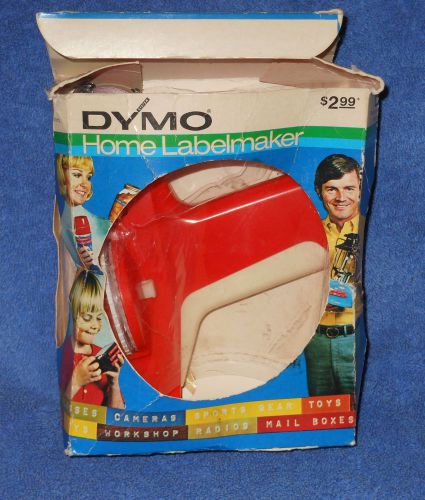 Vintage dymo home labelmaker in box with 1 tape roll - 1972 for sale