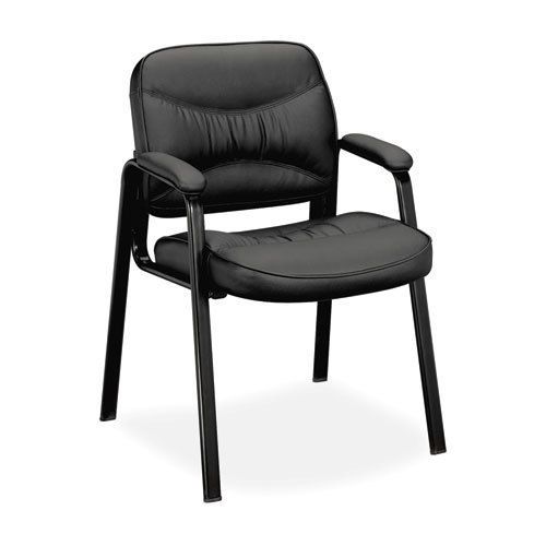 Basyx VL640 Series Leather Guest Leg Base Chair, Black