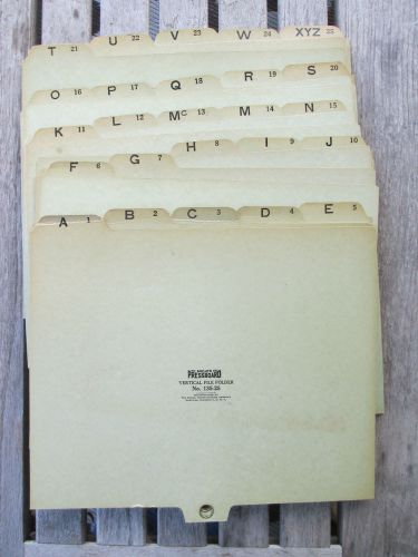 Vintage Smead Full Sz File Cabinet  Alphabet Dividers Set 25 A-Z 1-25 USA