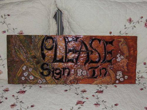 &#034;please sign in&#034; (wood sign) for sale