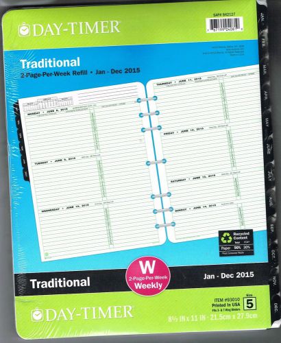 Day-Timer Traditional 2015 2-Page-Per-Week Organizer Refill 8 1/2 x 11 - 93010