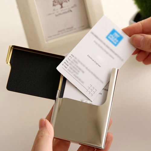 Gold Creative Semi-open Business Driver ID Credit Card Holder Protector Case